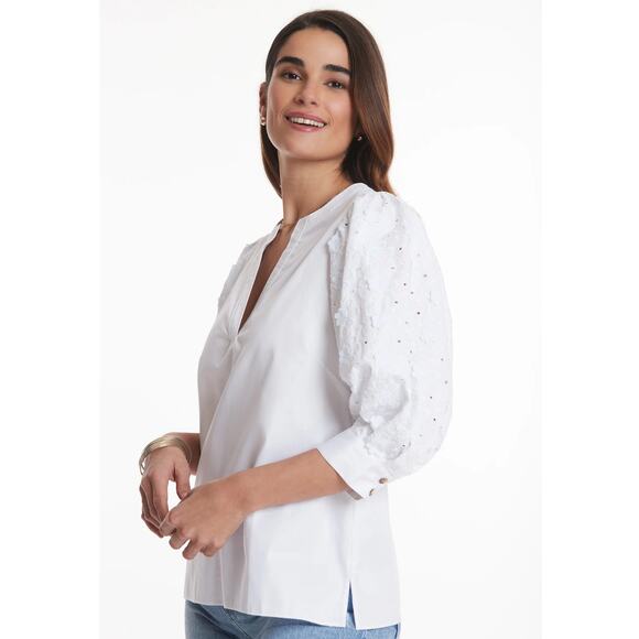 Tyler Boe Jenny Embroidered Puff Sleeve Top - Picture 2 of 11